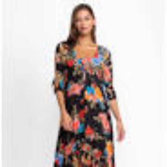 NWT JOHNNY WAS BLACK ROYAL LONG RUFFLE KIMONO - xl